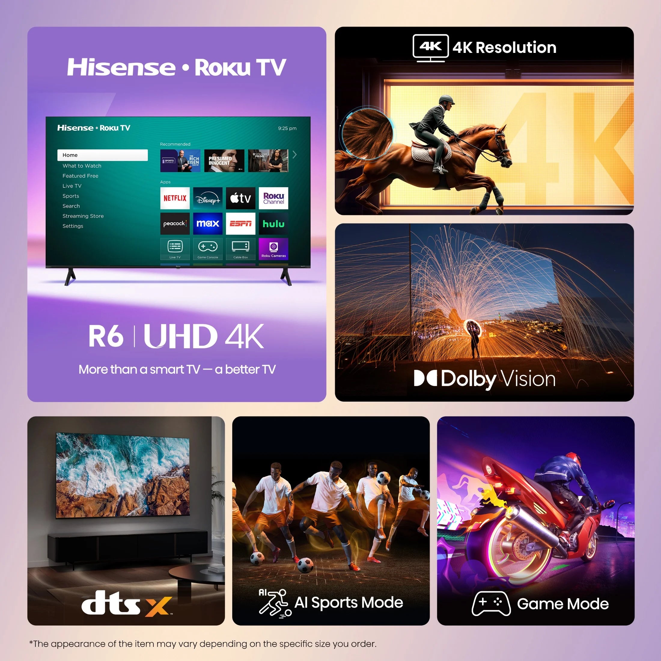 50" Class 4K UHD LED Roku Smart TV HDR 50R6E